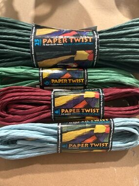 Paper Twist Twisted Craft Paper Rolls - - Green, Dark Green, Red, Light Blue
